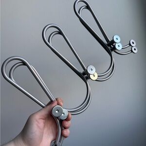 2 IKEA Vintage 1999 LOGGA Wall Hooks Coat Rack Post Modern Gray Chrome